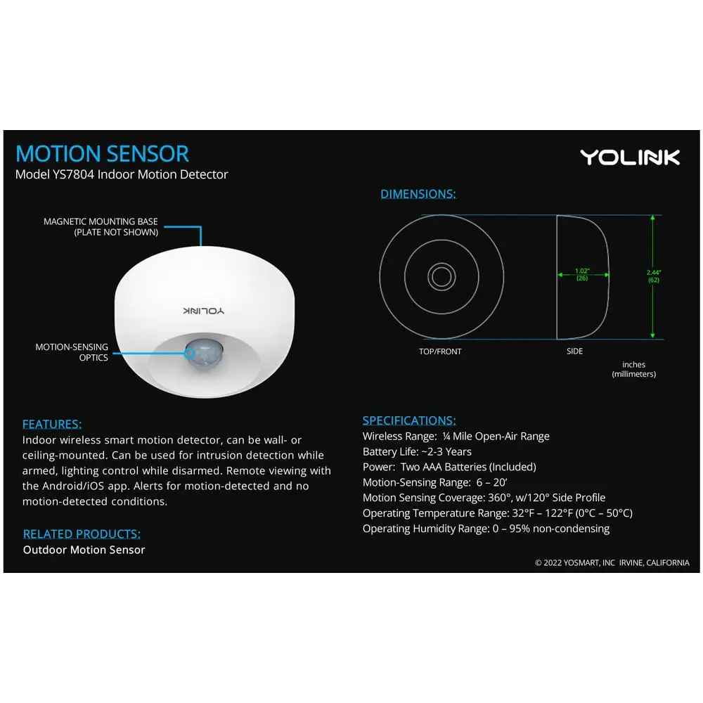 Smart Home Security Kit with Two Indoor Motion Sensors Audible Notifications & Custom Messages Long Range WiFi Connection