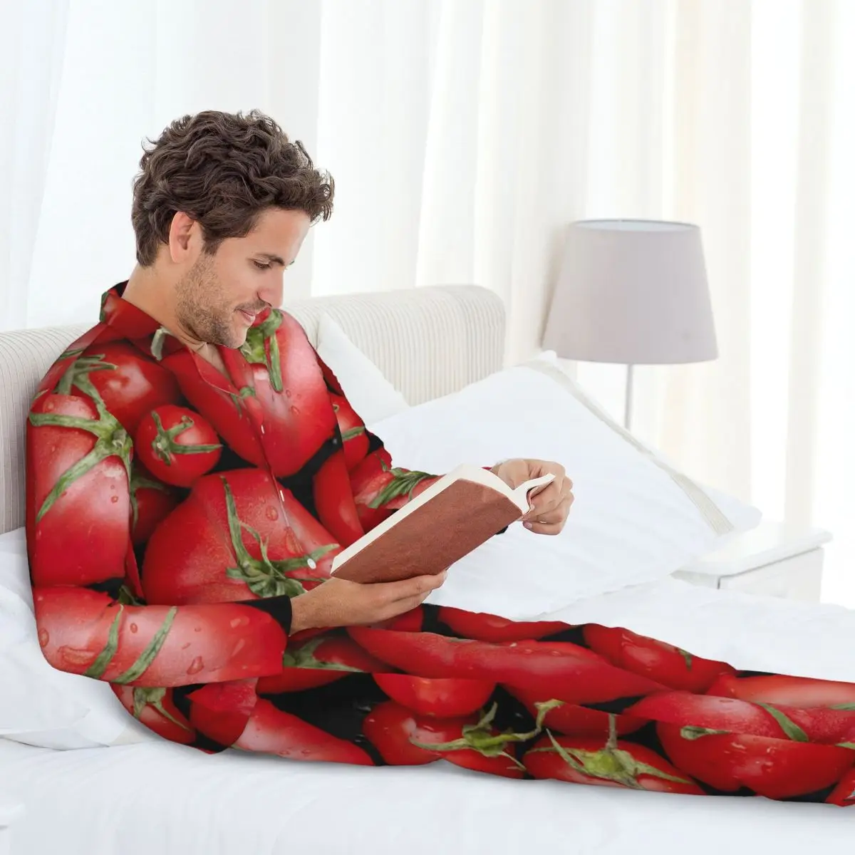 Men's Home Suits Long-sleeved Fresh Tomatoes Suits for Autumn and Winter Pajamas for Men