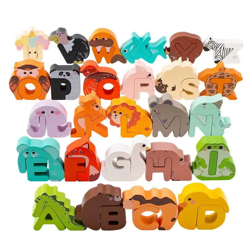 

Kids Alphabet Puzzle Wooden Puzzle Toys For Children Cartoon Educational Puzzle Set Montessori Toys For Preschool Kindergarten