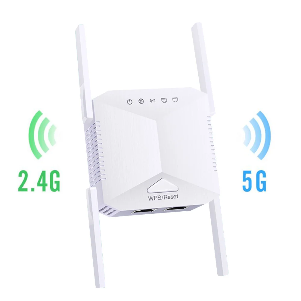 5G WiFi Repeater WiFi Amplifier 5Ghz Perpanjangan Jarak Jauh 1200Mbps Nirkabel Wi Fi Booster Rumah Wi-Fi Titik Akses Sinyal Internet