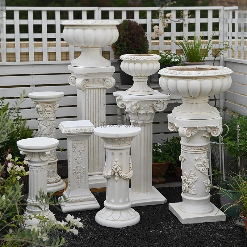 Roman Column Pedestal Planter Garden Vintage Flower Pot Base for Courtyard Pillar Stand for Wedding Decor Balcony Flower Holder