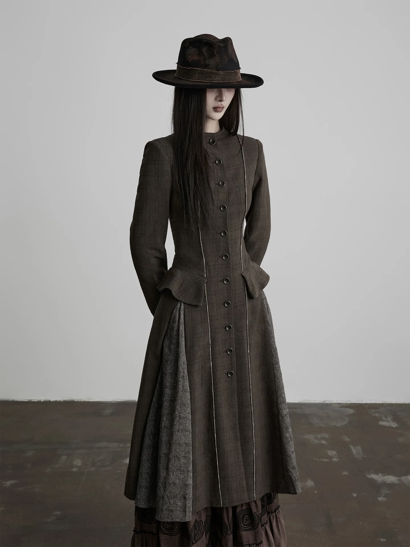 Elegant Women's Long A-Line Coat Single Button Deconstructed Waistcoat Style Polyester Fiber Thin Outerwear Daily Wear