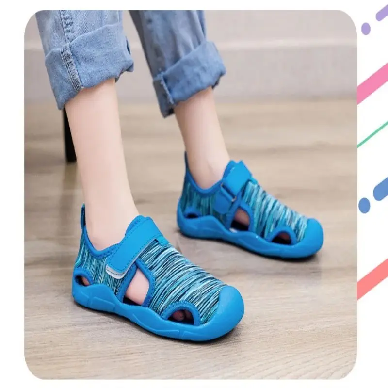 Children Sandals Girls New Shoes Children Soft Velcro Sandals Summer Package Head Sports Sandals New Popular Outdoor Soft Shoes