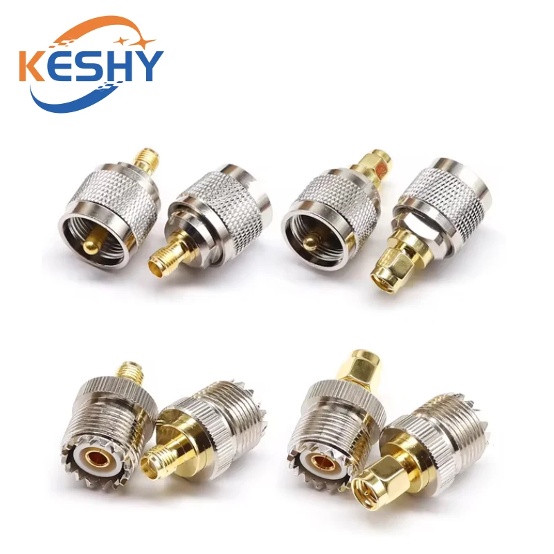 1-10PCS UHF SO239 PL259 to SMA Male Plug & Female Jack RF Coaxial Adapter Connector Wire Terminals Straight Brass M RF Connector