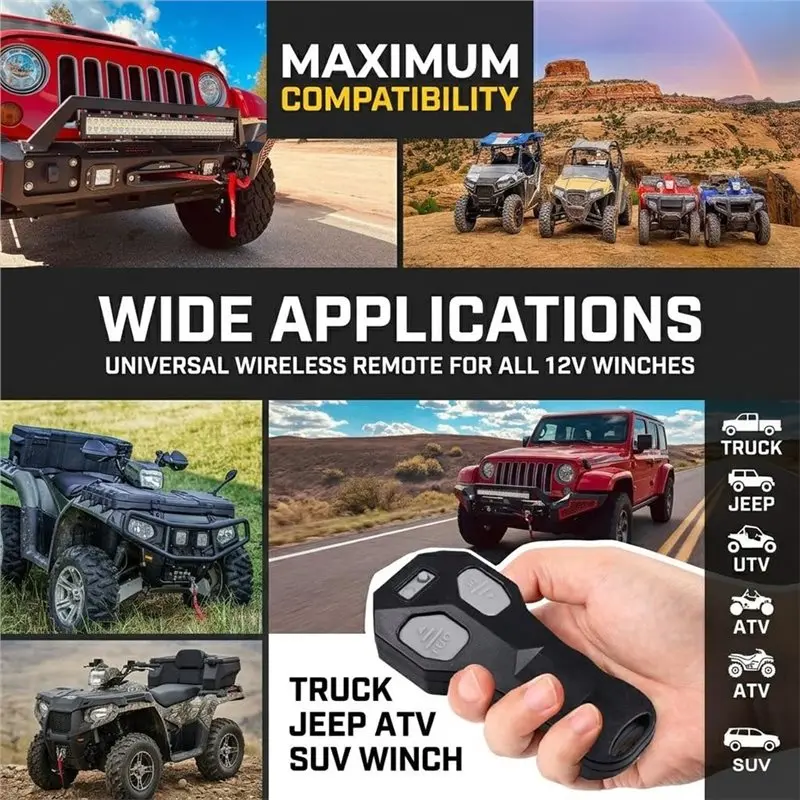 Wireless Switch Remote Control 12V Handset Winch Recovery Controller, Universal 5-Wire Winch Remote Control Kit