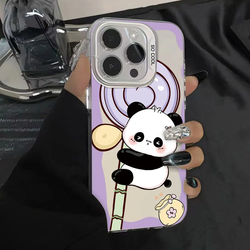 Case For Tecno Spark Go 2024 GO 2023 Spark 20C 10C 10 20 Pro Plus 8C 9 KE5 6 GO 2020 2021 Silver IMD Phone Fundas Cover Panda