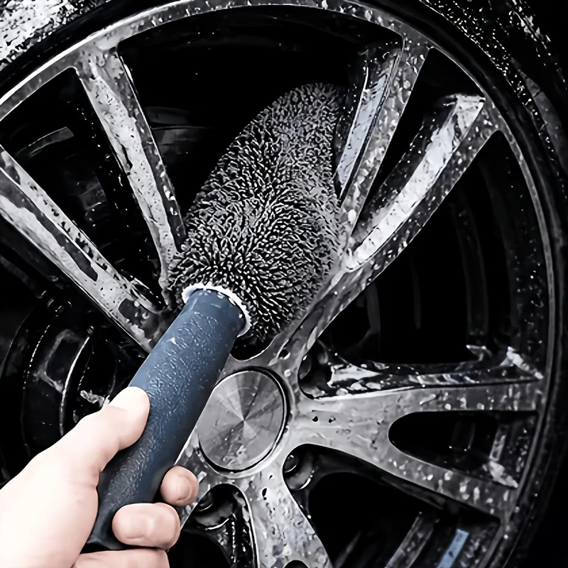 1pc Soft Ultra-fine Fiber Car Wheel Cleaning Brush, Cleaning Tool (Gift Storage Hook Included)