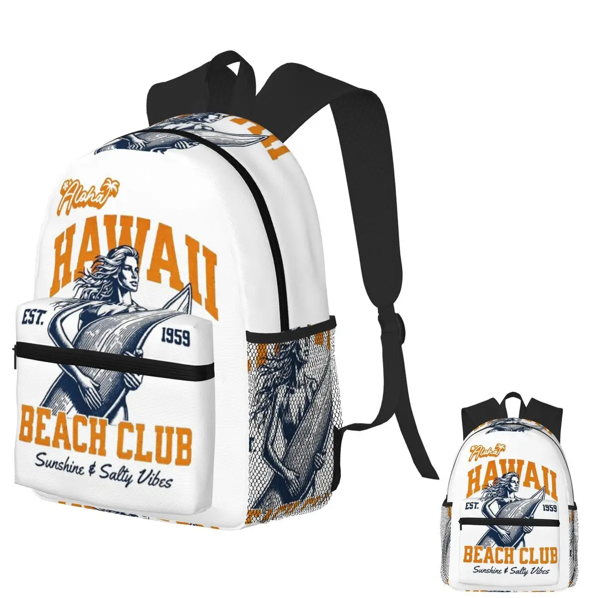 

Aloha Hawaii Surf Club Est. 1959 Student Backpack School Bag Hiking Travel Daypack for Men Women Fashion Bookbag Shoulder Bags