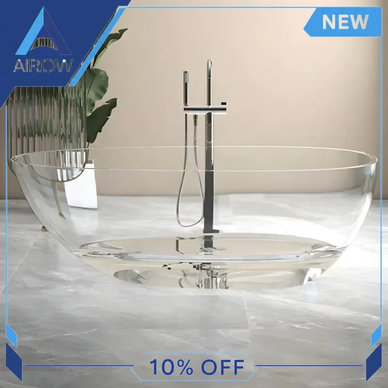 for Modern Freestanding Bathtub Transparent Solid Surface Resin Soaking Tub Eco Friendly Artificial Stone Hotel Bathroom Use