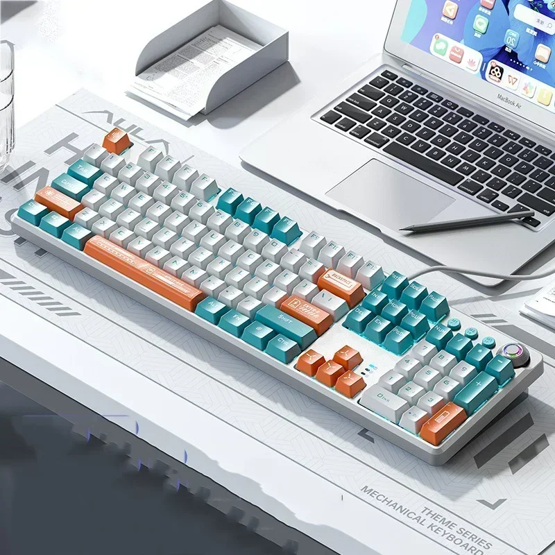 Teclado mecânico 104 teclas híbrido retroiluminado com fio teclado pc laptop f2088 tablet material de escritório laptop acessórios de escritório