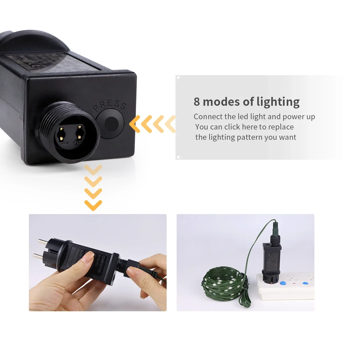 8 Modes Outdoor LED Leather String Lights Sparkle Lighting With 1200mAh Battery Solar Panel or AC Power For Christmas Party Deco