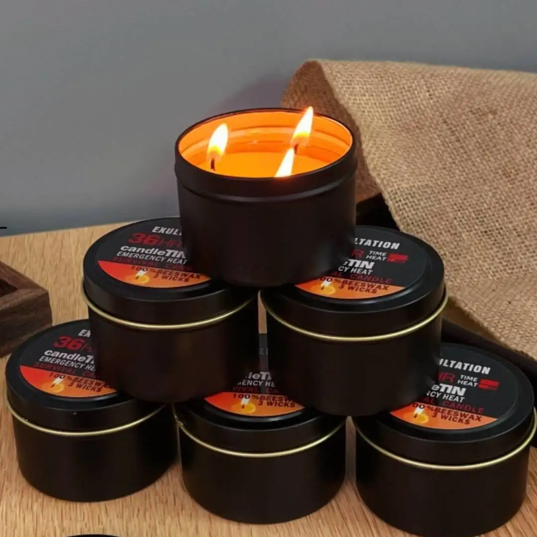 Vela de Emergencia de 1/2/3 Piezas, Vela de Supervivencia de Cera de Abeja de Larga Duración de 36 Horas con 3 Mechas y Aroma para el Hogar, Campamento y Pesca