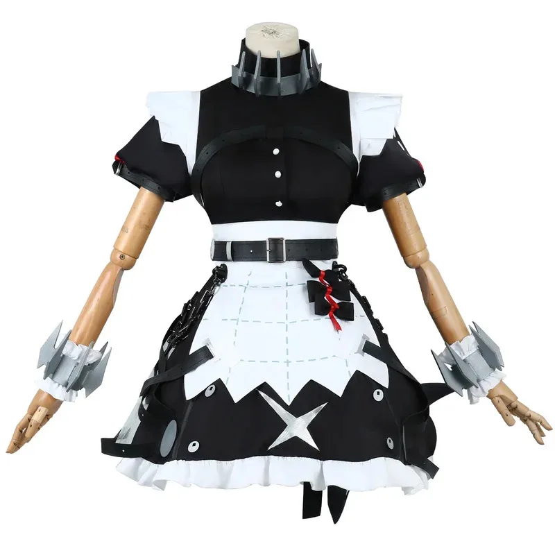 Ellen Joe-Disfraz de Cosplay Zenless Zone Zero, vestido de sirvienta, uniforme negro, accesorio de cola, conjunto completo, traje de fiesta de Halloween para mujer