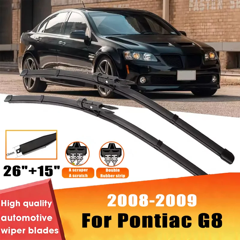

For Pontiac G8 2008-2009 2pcs Front Windshield Wiper Blades Windscreen Wipers 26"+15"