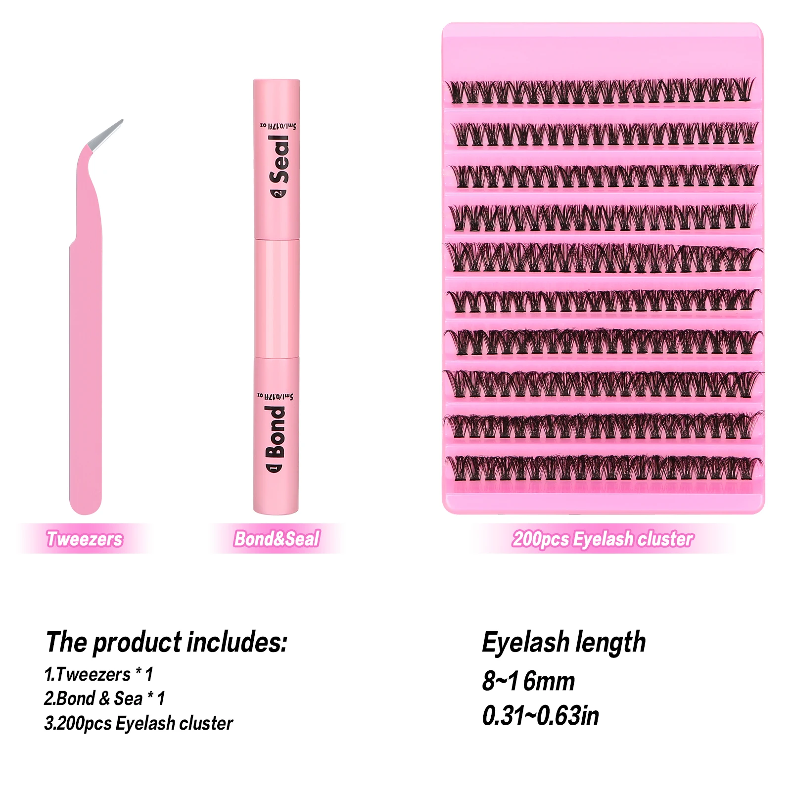 200 Stuks Lash Extensions Kit 40d-100d Diy Cluster Wimpers Met Hechting En Afdichting Wimpers Lijm Set Pluizige Volume Valse Wimpers Make-Up