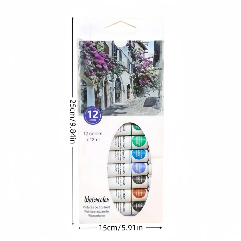 12 Colors/Single 12ml Tubular Watercolor Paint Set Portable Sketch Painting Graffiti Beginners Watercolor Paint