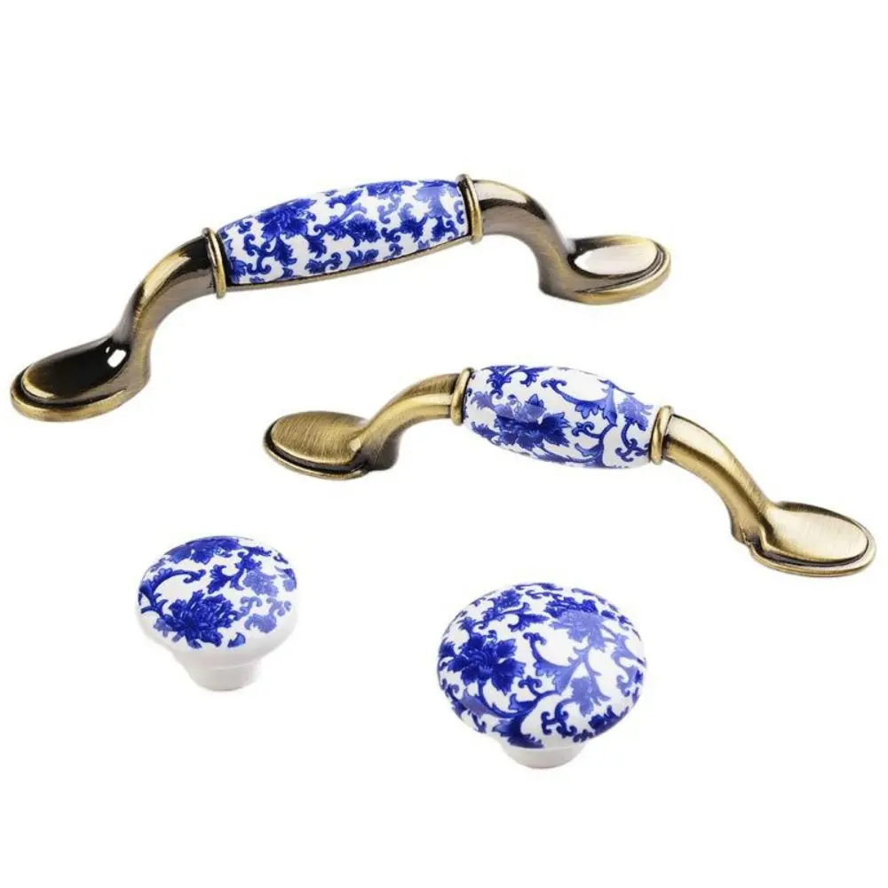 Porcelain Flowers Fashion Creative Furniture Antique Drawer Knobs Pull Handles Dresser Cabinet Handles Door Handle