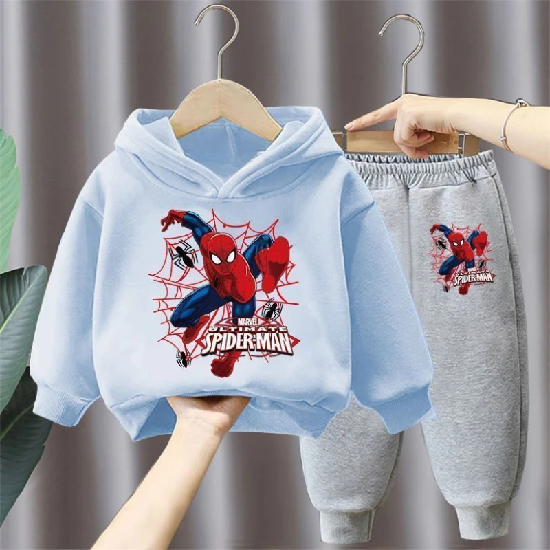 Spring Autumn New Children\'s Clothing Sets Disney Boys Hooded Sweatshirt and Sweatpants 2pcs Spiderman Kids Tracksuit