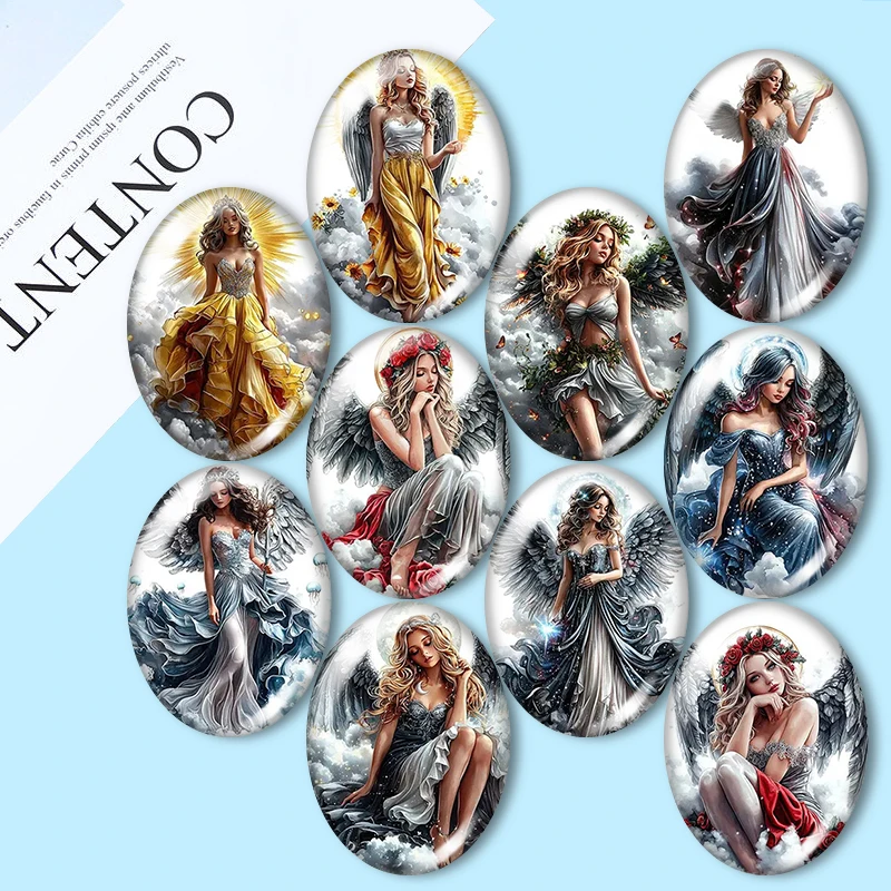 

Beautiful Cloud Fairy 10pcs mixed 13x18mm/18x25mm/30x40mm Oval photo glass cabochon demo flat back Making findings
