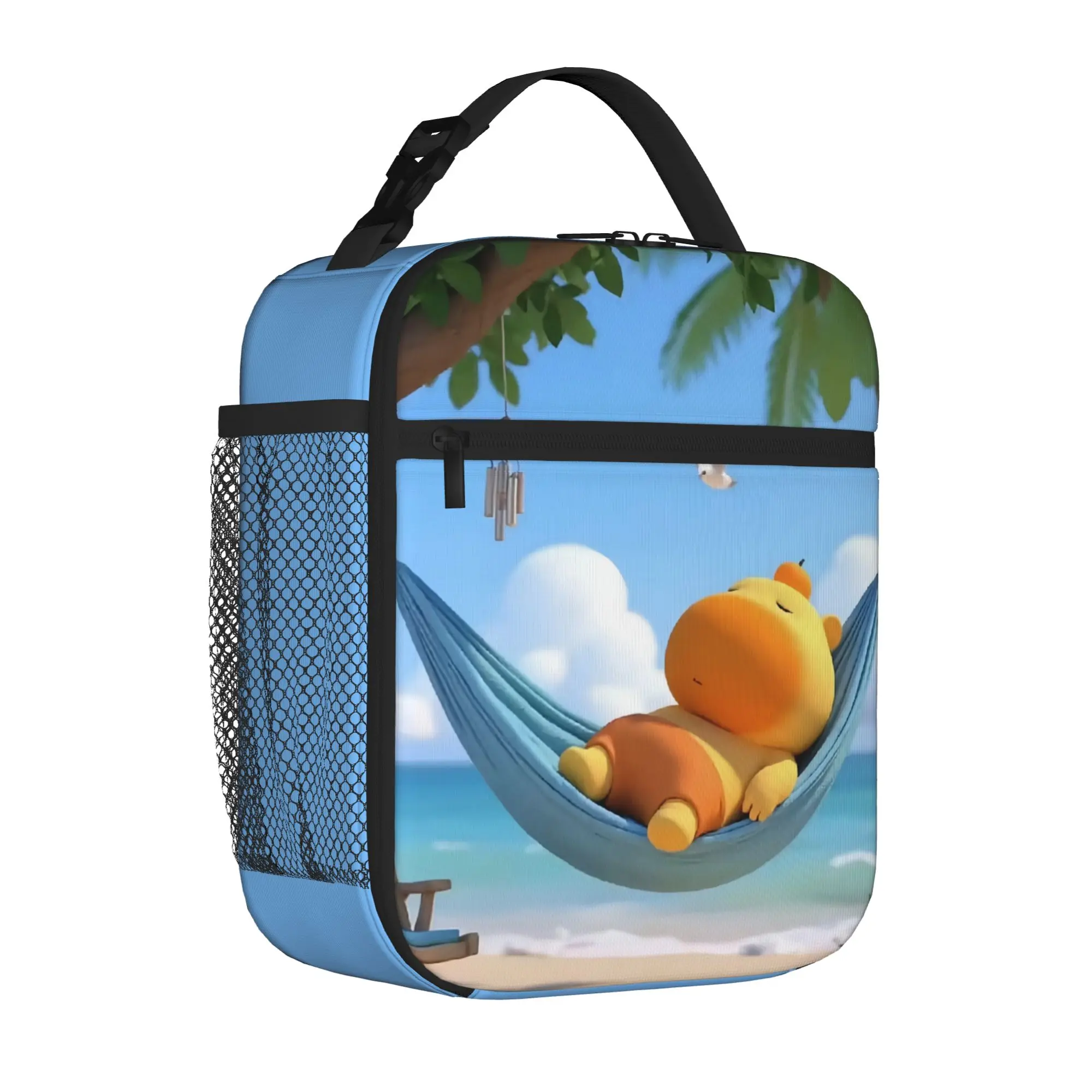 1 Piece Portable Lunch Container round belly hippo  Zipper Closure Durable Pocket Lulu For Lunch Box Bag