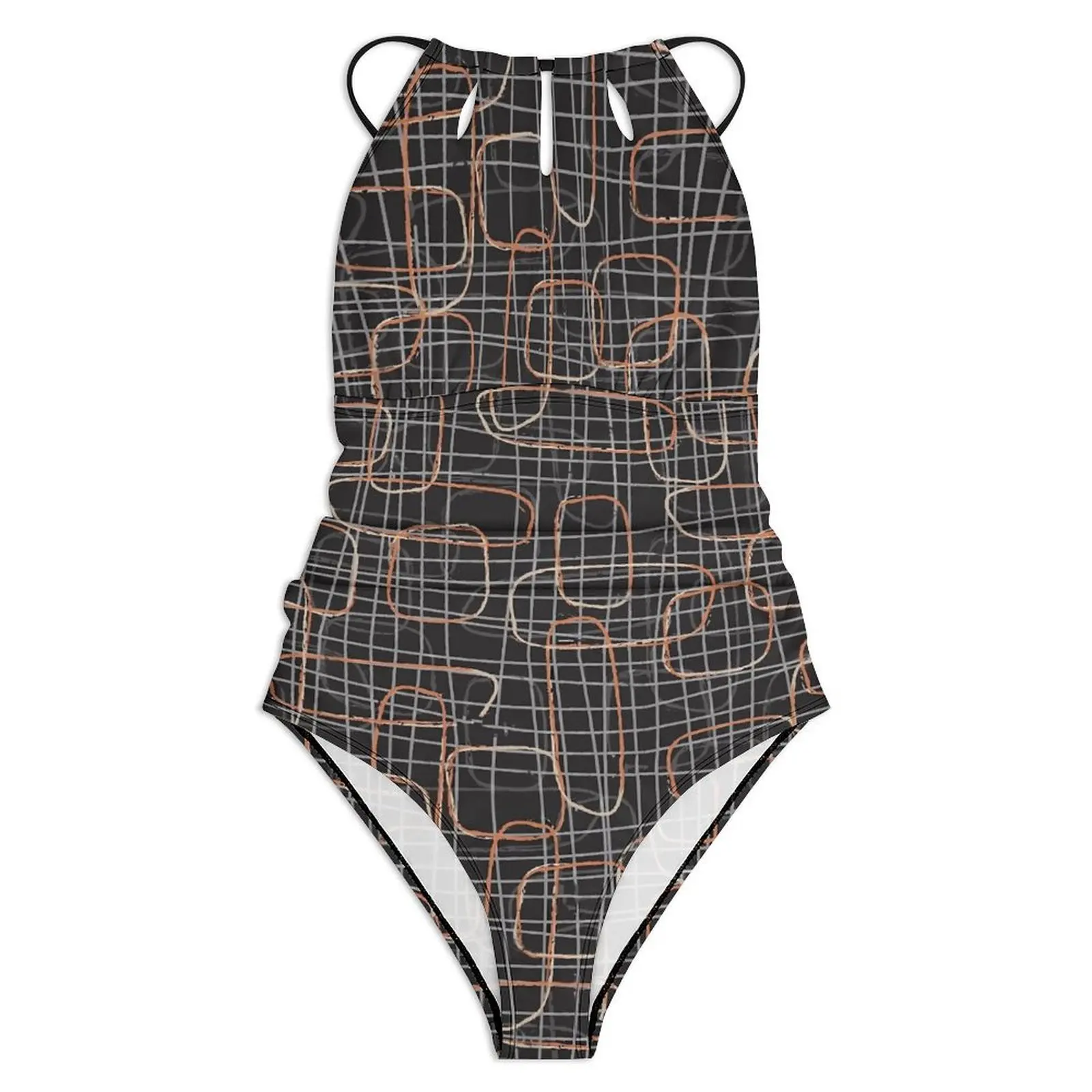 Chain Print Swimsuit Vintage Links Push Up Swimwear One-Piece Surfing Bathing Suit Bodysuit Sexy Custom Beach Outfits Plus Size