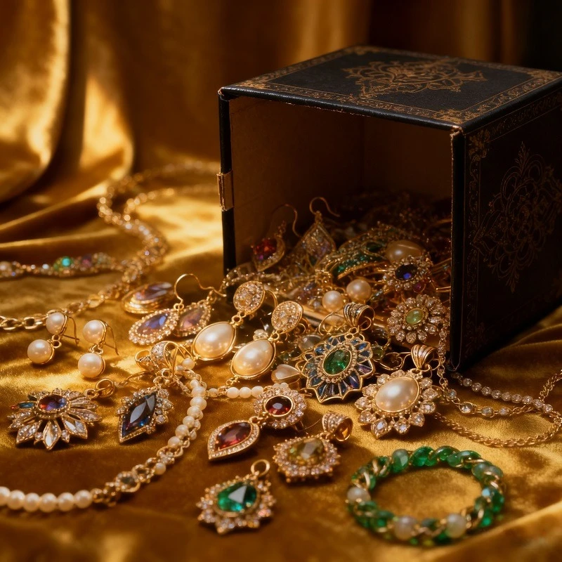 

Vintage Mystery Jewelry Jar Surprise Costume Set Bohemia Rings Earrings Necklaces Bracelets Nostalgia Retro Wearable No Garbage