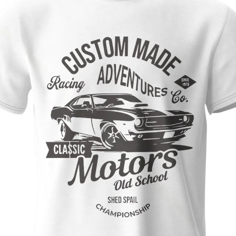Camiseta con estampado de motorpara hombre, 100% algodón, camisetas gráficas de gran tamaño para la vieja e
