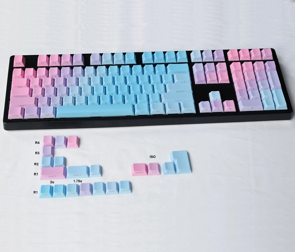 サンセットブルーグラデーション PBT キーキャップ ダブルショット