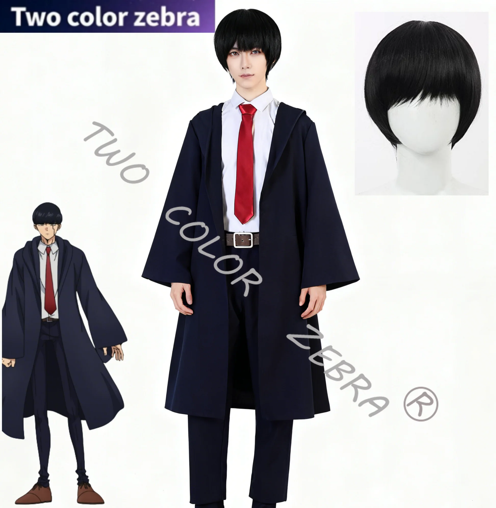 

Mashle Magic and Muscles Mash Burnedead Cosplay Costume Wig Shirt Pant Black Uniform Full Set Magic Academy Robe for Halloween