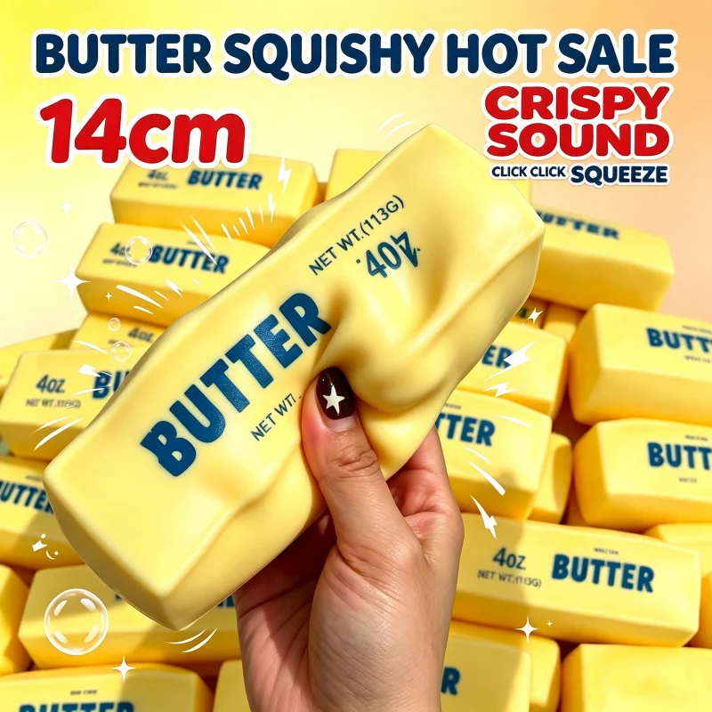 New Butter Stick Squishy Stress Ball Fidget Toy Crunchy Squeeze Toy Round Blocks Filled ASMR Anti Stress Release Hand Relax Toy