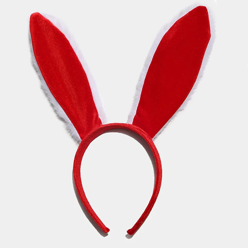 Oreilles de lapin en peluche pour filles, bande de sauna rouge, cosplay de fête de Pâques, accessoires de festival, décoration de fête, performance, accessoires de prise de photo