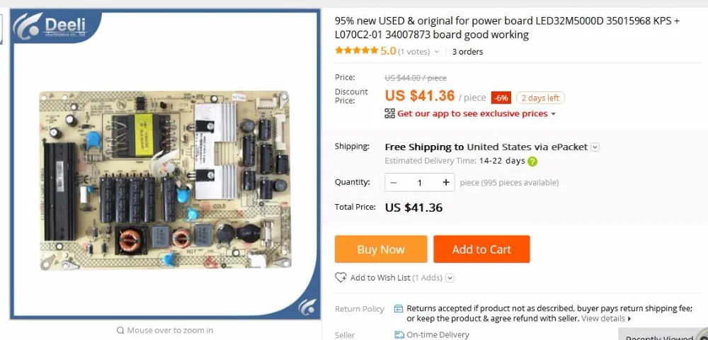 & 전원 보드 용 원본 LED32M5000D 35015968 KPS + L070C2-01 34007873 보드 정상 작동