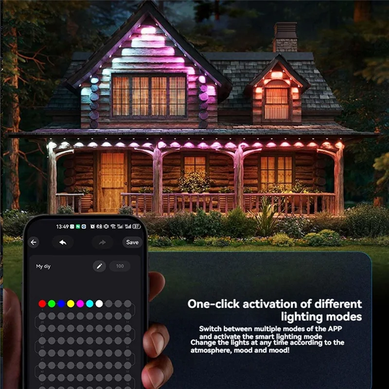 A88E-Smart RGB Zewnętrzne Lampy LED IP67 Wodoodporne Lampy na Wieżę Inteligentne Sterowanie Aplikacją Synchronizacja Muzyki Lampy Dachowe i Ogrodowe Wtyczka US