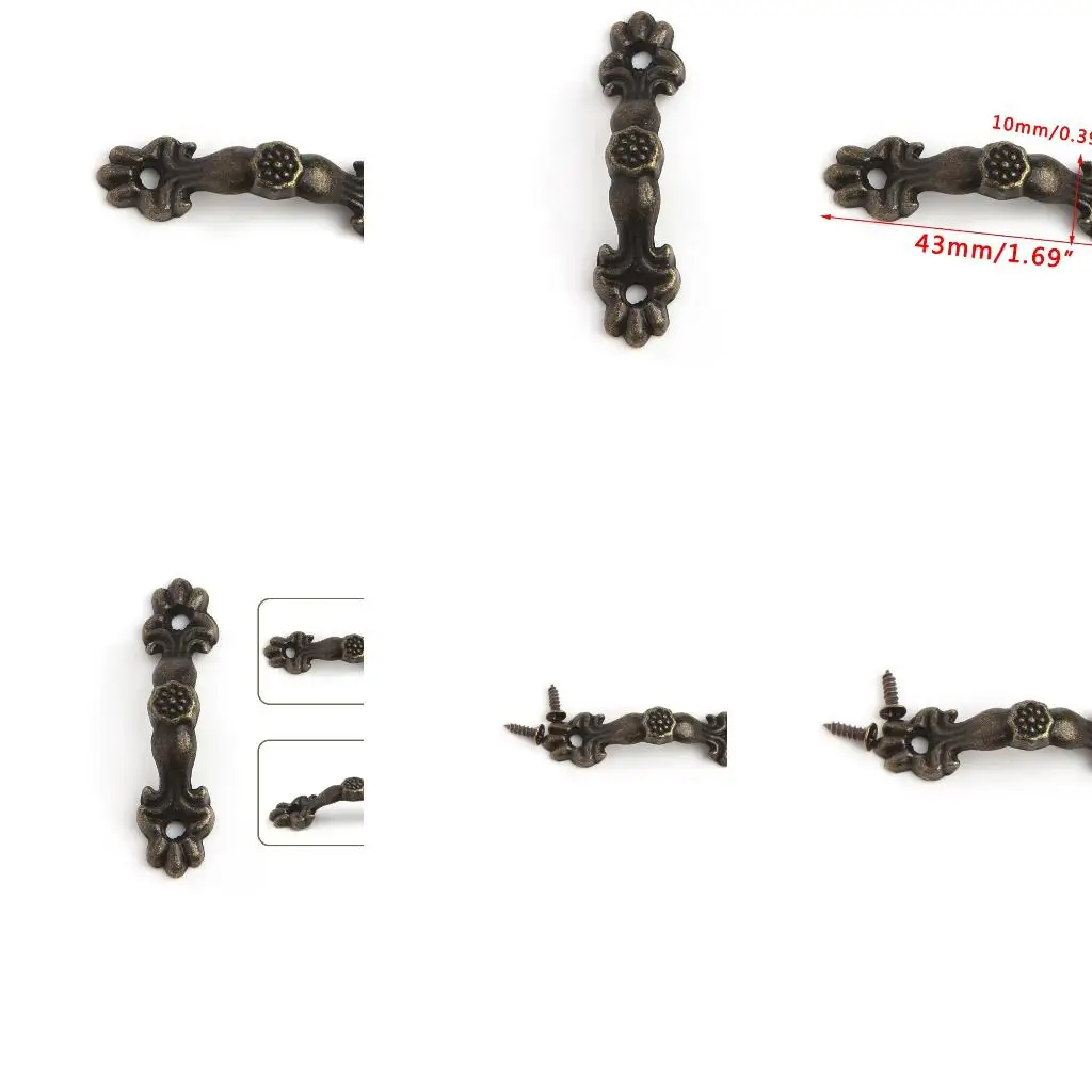 10 шт., 43x10 мм, ручка из цинкового сплава, арка, ажурный ящик, деревянная шкатулка для драгоценностей