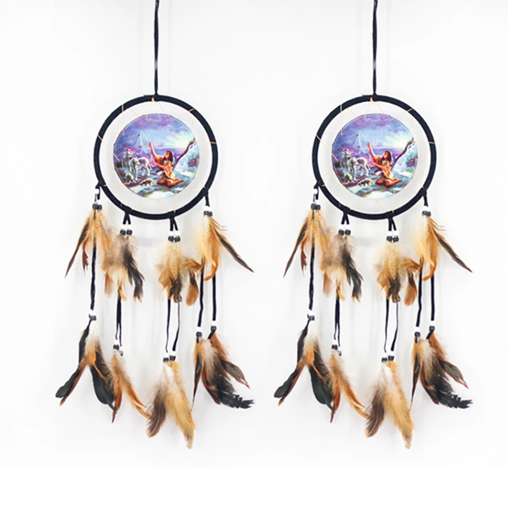 Middle Wholesale Handmade Indian Dream Catcher Mesh with Feather Home Decor Christmas Party Supplies
