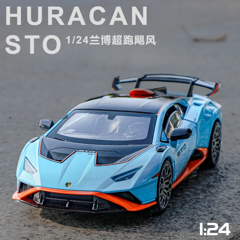 

1:24 Lamborghini Huracan STO Supercar Simulation Diecast Metal Alloy Model car Sound Light Pull Back Collection Kids Toy Gifts