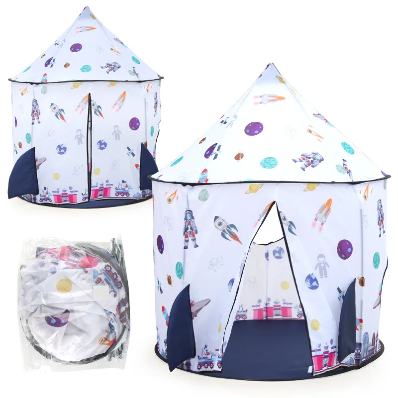 Rocket Ship Kids Tents Pop Up Play Toys Tent for Children Large Space Indoor Pretend Playhouse Outdoor Play Tent for Boys & Girl