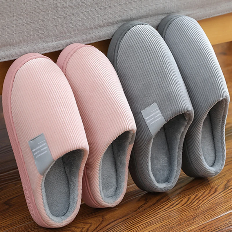 Thick Winter Warm Men Fur Slippers House Non Slip Soft Shoes Comfort Flat Heel Home Indoor Bedroom Plush Slippers for Couples