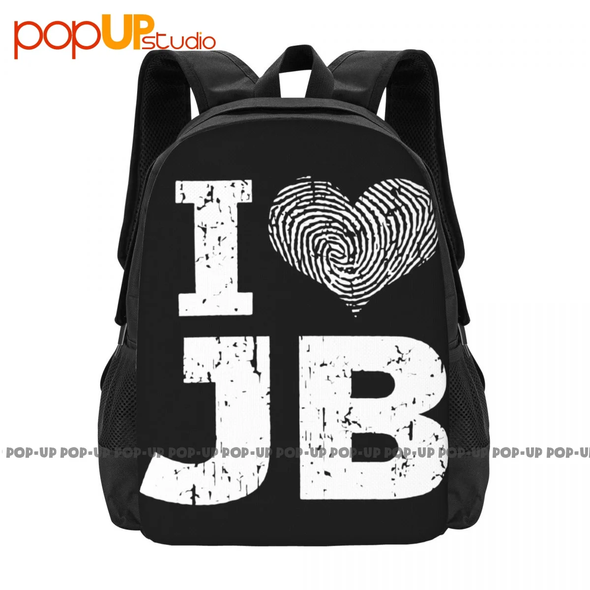 I Love Jb Funny Heart Justin Bieber Backpack Large Capacity Bookbag Foldable Sports Style Riding Backpack