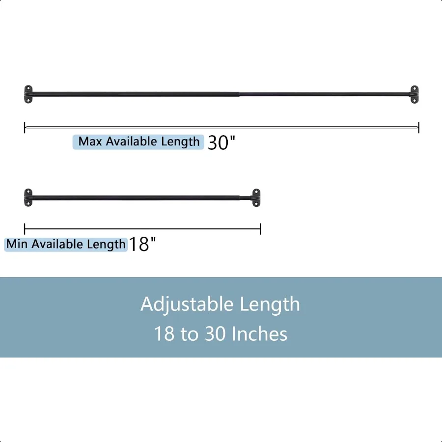 TYRON 2 عبوة من قضيب ستارة وشاح لولبي قابل للتعديل 1830 بوصة 3 8 بوصة. قضبان ستارة باب فرنسية بقطر أسود