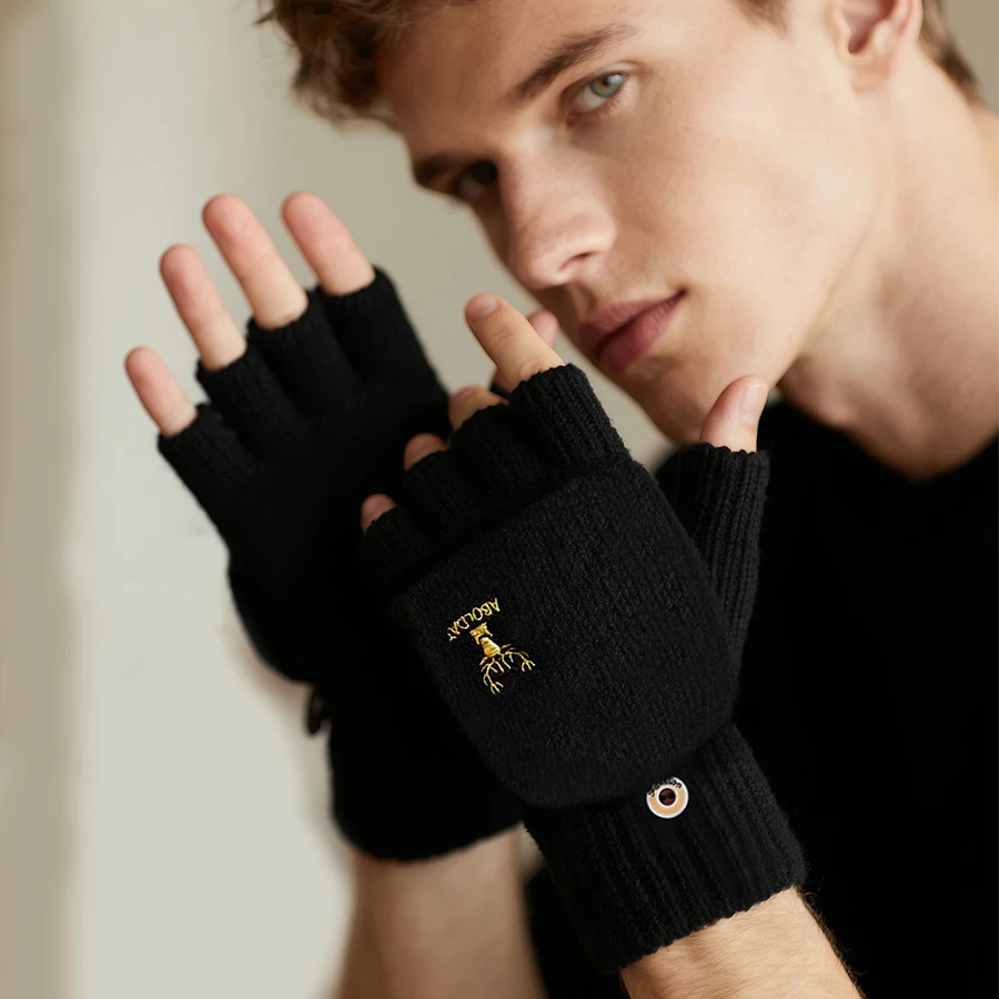 قفازات قابلة للطي تعمل باللمس، قفازات ركوب حرارية شتوية مع بطانة من الصوف، للجنسين للرجال والنساء