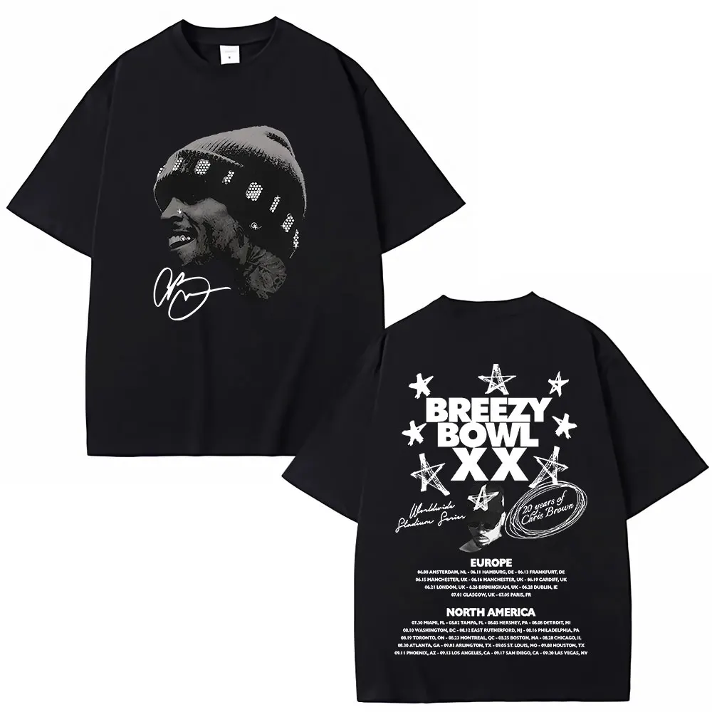 كريس براون بريزي السلطانية XX 2025 جولة تي شيرت موضة الهيب هوب خمر تي شيرتات قصيرة الاكمام الرجال النساء الصيف تي شيرتات قطن بلايز #1