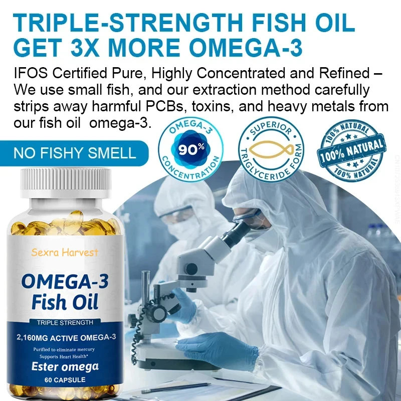 Natural Omega 3 Fish Oil Capsules Hign Quality Vitamin D DHA EPA Soft Gels Non-GMO Gluten Free Dietery Supplement Fish Oil Pills