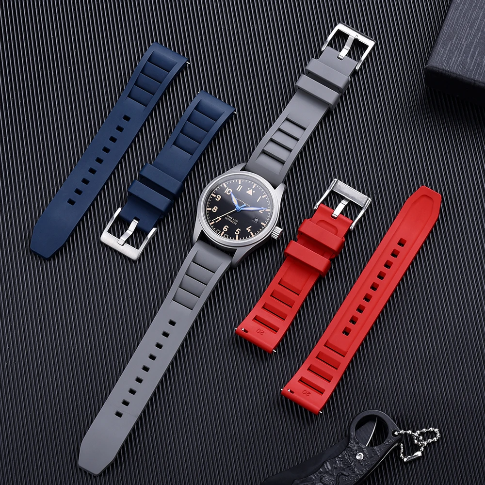 

Premium FKM Fluoro Rubber Watch Strap 20mm 22mm Quick Release Waterproof Diver Sport Watch Band