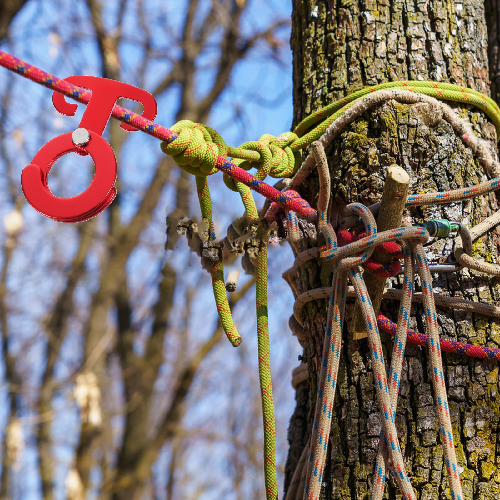 

Multifunction Camping Rope Hangers Self-lock Aluminum Alloy Hook Buckle for Tent Camping Hiking Backpacking Climbing (Red)
