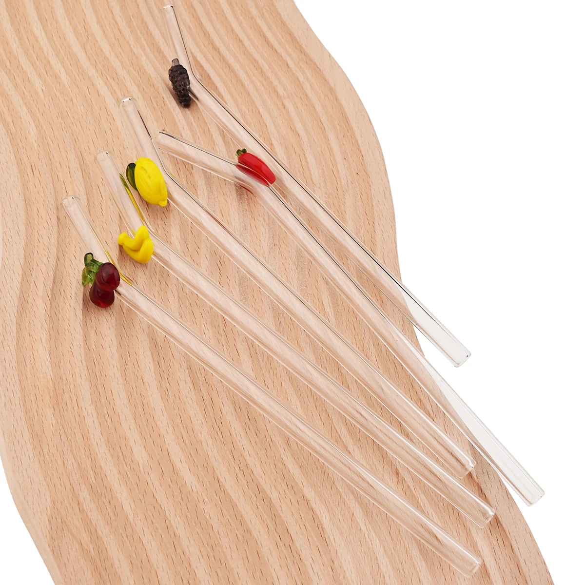 

Fruit Shape Reusable Drinking Straw with Brush Borosilicate Glass Straw Suitable for Milkshakes Cocktail Coffee Bar Accessories