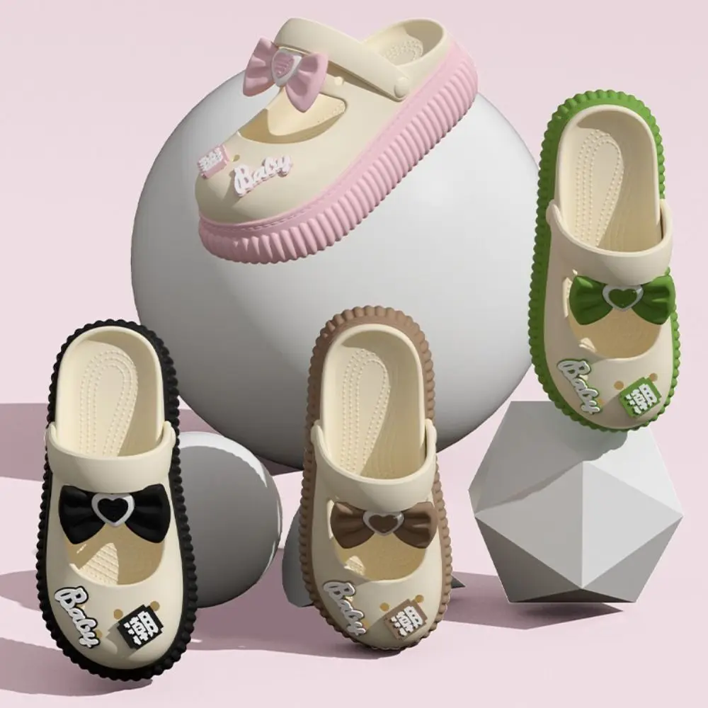 Casual Non-Slip Simple Slippers Soft Solid Color EVA Slippers Bow Quick-drying Pillow Slides Beach