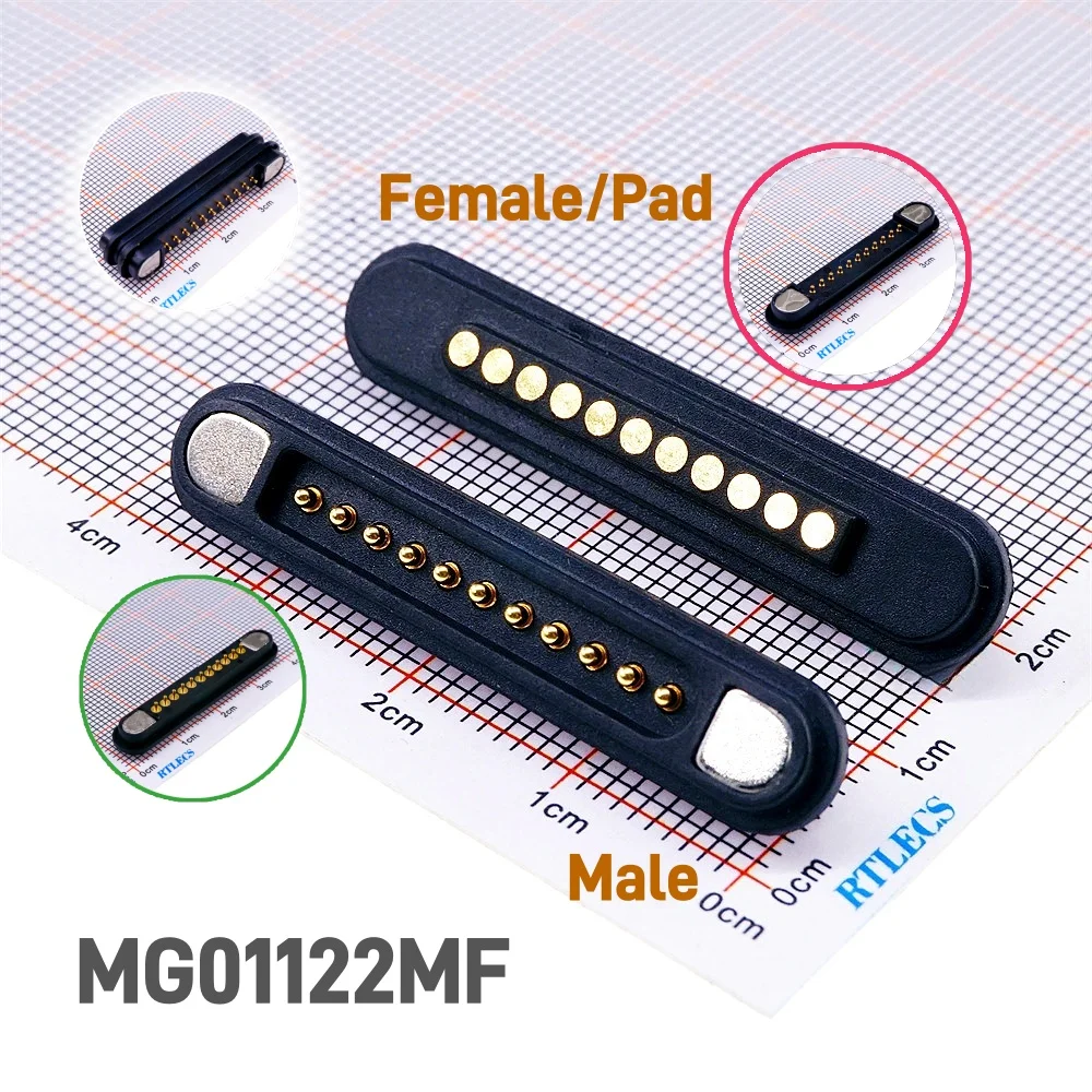 Magnetischer federbelasteter Stecker 11 Pins Pogopin männlich weiblich Lötdraht 2,2 mm Gitter Durchgangsloch 3A 12 V DC Pogo Pin wasserdicht – Detail 3