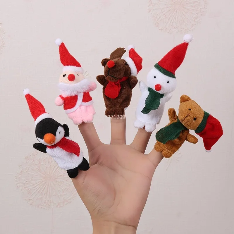 5PCS New Christmas Finger Puppets Toys for Kids Elk Santa Claus Snowman Penguin Character Party Favors Finger Hands Toys