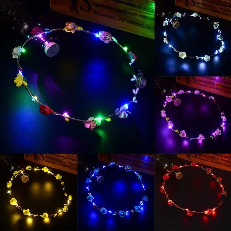 1-10PCS LED Light Wreath Headband Wedding Party Decor Tools Women Girl Birthday Favor Luminous Hair Garland Hairband